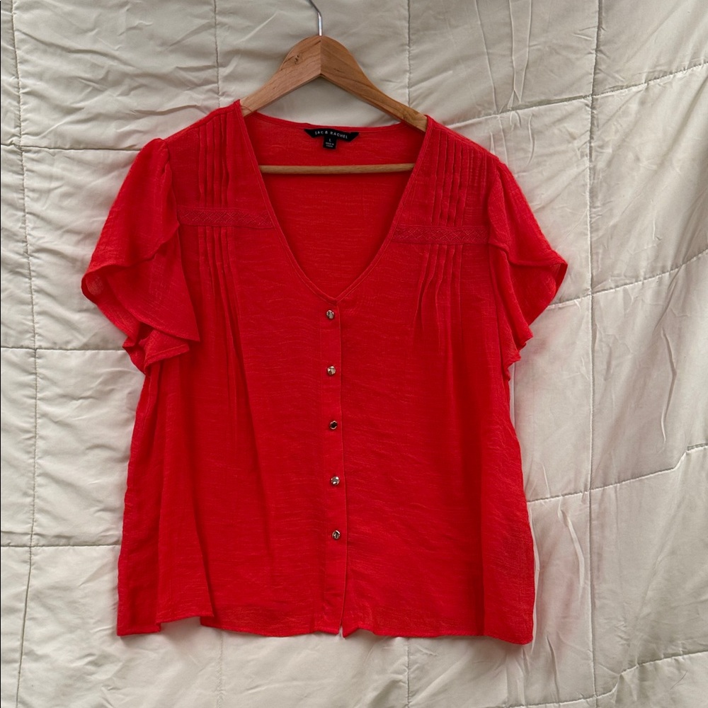 Zac & Rachel Vibrant Red V-Neck Blouse